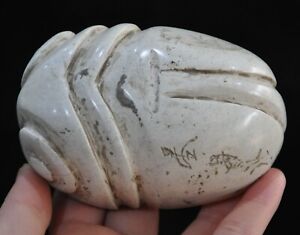 3 6 Old China Liangzhu Culture Old Jade Carved Wealth Cicada Sacrifice Statue