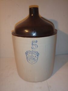 Vintage Uhl Pottery Acorn Wares 5 Gallon Stoneware Crock Whiskey Jug