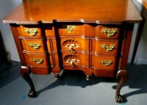 Chippendale Antique Mahogany Block Front Lowboy Ball Claw Exc Quality 