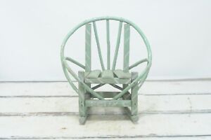 Antique Handmade Rustic Primitive Adirondack Childs Bent Wood Twig Rocking Chair