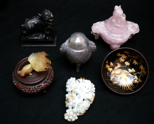 Chinese Antique Group Jade Agate Others And Meiji Japanese Lacquer