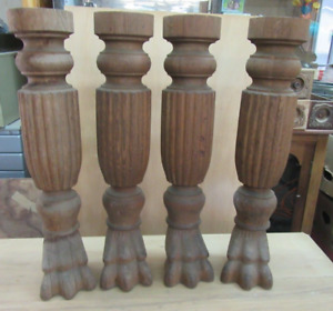 4 Antique Solid Oak Claw Feet Table Legs