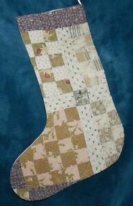 Antique Vintage Cutter Quilt Christmas Stocking Amazing Hand Quilting 23 125