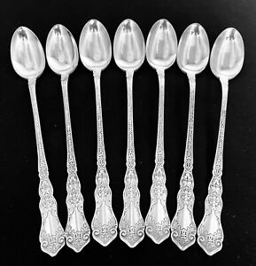 1907 Alhambra Rogers International Set Of 7 Iced Tea Spoons