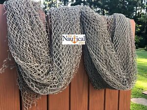 Authentic Fish Netting 15 Ft X 15 Ft Heavy Knotted Vintage Used Fishing Net