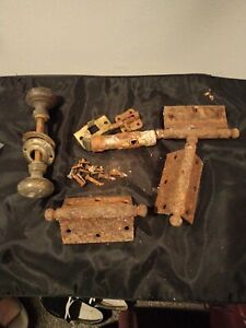 Lot Of 5 Antique Brass Hardware Came Off Interior Door