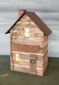 Log Cabin Log Cabin Decor Dollhouse Miniature House Primitive Lighted