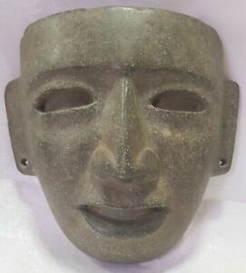 Antique Artifact Ceremonial Olmec Mexico Green Stone Mask