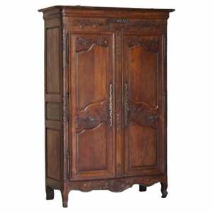 Antique 1844 Carved Dated Large Wardrobe Armoire With Expertly Crafted Panels