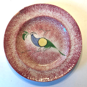 Great Spatterware Peafowl Plate 6 1 4 Great Condition