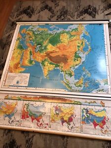 Vintage Nystrom 1sr3 20 Classroom Pulldown Map Rare Asia