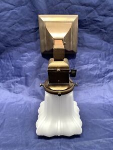 Single Early Electric Mission Brass Sconce With Shade 96e