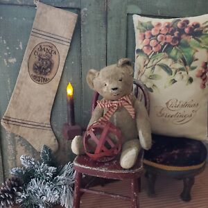 Ooak Vintage Primitive Victorian Old Style Christmas Santa Bemis Sack Stocking