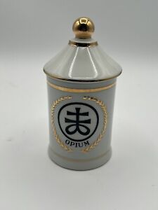Opium Freeman Lederman Laguardaro Tackett Porcelain Apothecary Jar Mcm Antique