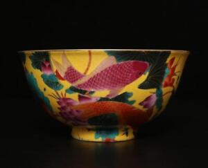 Qianlong Signed Antique Chinese Famille Rose Bowl W Fish