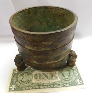 China Ancient Antique Song Dynasty Bronze Pot Tripod Ding Artefact Vessel Jar
