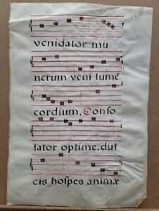 16th Century Antiphonal Music Manuscript On Vellum 20 14 5 Double Sided 1 Page
