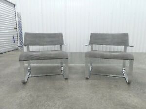 Rare Early 70 S Saporiti Proposals Chrome Steel And Leather Lounge Chairs