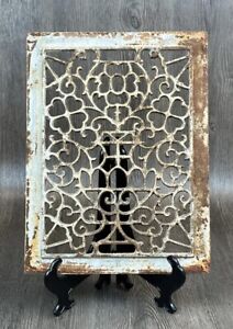 Antique Cast Iron Heating Grate Cover Vent Register 16x12 Flower Urn Return Air