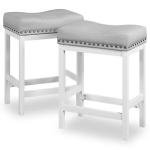 Oulluo 24 Grey White Backless Bar Stools Set Of 2 Counter Height