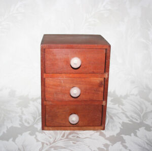 Lovely Vintage Miniature Hardwood Jewellery Box Chest Of Drawers
