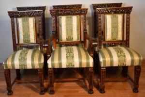 1880s R J Horner Solid Oak Set Of 6 Dining Chairs 1 Arm Chair 5 Side Chairs