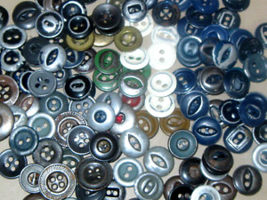 Antique Vintage Painted Metal Buttons White Green Red Blue Black Gray