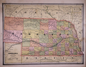 Old 1885 Nebraska Frontier Authentic Atlas Map 11x14 Free S H P133