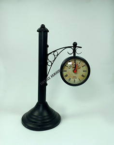 Antique Victoria Station Clock Railway Clock Nautical Double Sided Table Desktop
