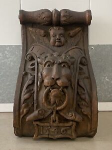  Fine Antique Old Renaissance Gothic Wood Carved Corbel 1546 Provenance