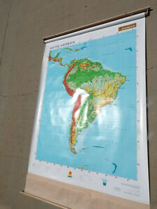 Pull Down Map South America Roll Up Rand Mark Iii Continent Geography Aid Used