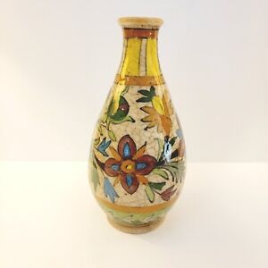 Persian Middle Eastern Qajar Pottery Iznik Bottle Vase Handpainted Florals 7 