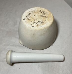 Rare Antique Porcelain Apothecary Standard Acid Resisting Usa Mortar And Pestle