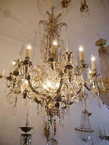 Huge Castle Chandelier Nickel Silver Crystal Glass Palace Chateau 18 Lights 32 