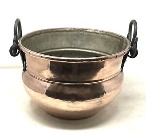 13 Large Antique Vintage Copper Cauldron Pot Planter Rustic Decor