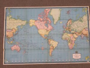 Vintage Hammond International Map Of The World Colorful Wall Map 33 X 50 C5