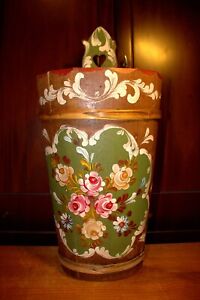 19th Wooden Hand Painted Umbrella Stand German Country Style Figure Sculpture