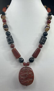 Roman Beads Old Antique Agate Beads Necklace Roman Greek Agate Seal Amuelt