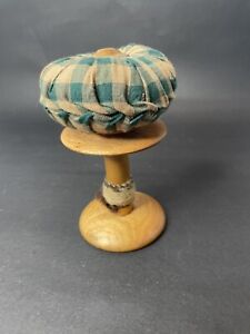 Antique Vintage Shaker Sewing Stand Pin Cushion Spool Thread Lace Holder
