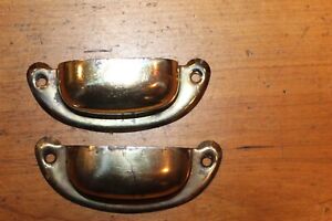 Pair Of Vintage Brass Bronze Plated Bin Apothecary Cupboard Drawer Pull L 12