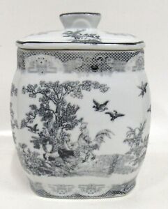 Chinese Dechang Taoci Black White 9 Porcelain Vase Cookie Jar Stamped Bottom