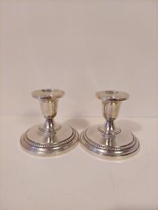 Pair Of Sterling Silver Candlestick Holders Weighted
