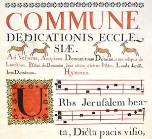 Illuminated Manuscript Antiphonal Leaf Italy C 1778 Large Elaborate Decor