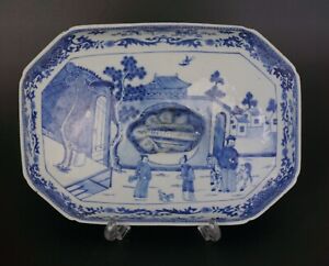 Large Antique Chinese Export Blue And White Porcelain Tureen Cover Qing 18th C