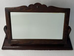 Antique Mahoganywood Framed Vanity Shaving Stand Dresser Table Top Swivel Mirror