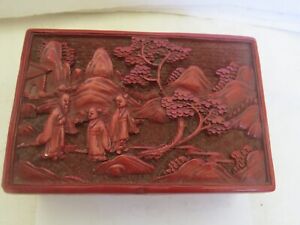 Antique Chinese Carved Red Cinnabar Box