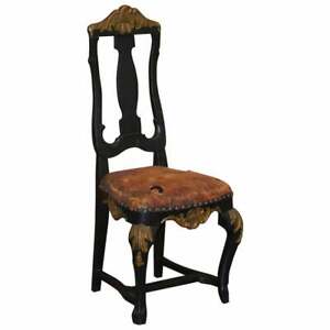 Old Spanish Throne Occasional High Back Chair Period Distressed Paint Leather