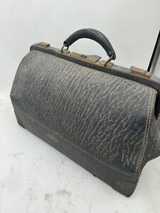 Vintage Large Antique Leather Doctor Physician Medical Bag