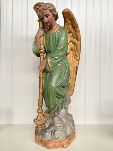 Sale An Exceptional Large Gothic Revival Angel Holding A Candlestick 27 362 Inch