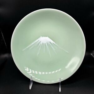 Celadon Mt Fuji Japanese Nabeshima Porcelain Plate Signed
